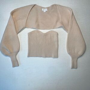 Soft Creamy Beige Knit Sweater Set size S/M.